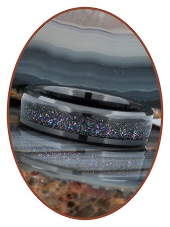 Cremation Ash Ring - 'Heavens Light' - 6 or 8mm wide - JRB145HL-4M2B