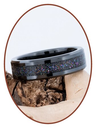 Cremation Ash Ring - 'Heavens Light' - 6 or 8mm wide - JRB145HL-4M2B