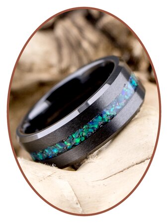 JB Memorials Ceramic Zirconium Opal  Cremation Ring - RB048BO