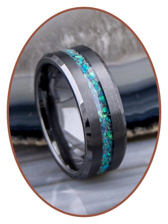 JB Memorials Ceramic Zirconium Opal  Cremation Ring - RB048BO