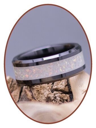  Cremation Ash Ring - White Opal - 6 or 8mm Wide - RB141W-4M2B