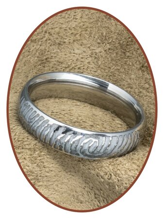 316L Stainless Steel Engraved Fingerprint Remembrance Ring - TR004