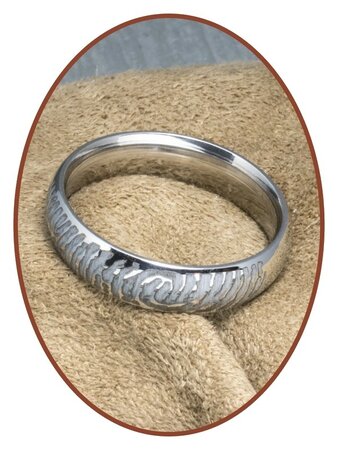 316L Stainless Steel Engraved Fingerprint Remembrance Ring - TR004