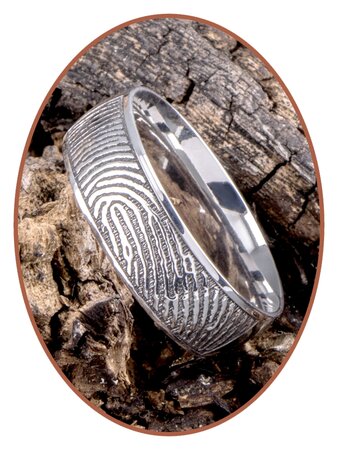 JB Memorials Stainless Steel Deep Engraved Polished Fingerprint Remembrance Ring - TR007