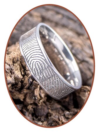 JB Memorials Stainless Steel Polished Fingerprint Remembrance Ring 6mm - TR012D