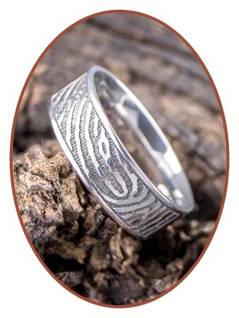 JB Memorials Stainless Steel Polished Fingerprint Remembrance Ring 8mm - TR012W