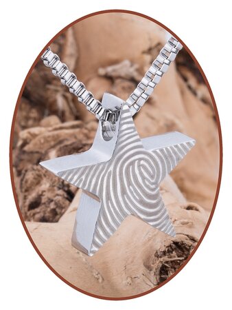 Stainless Steel 'Star' Fingerprint Cremation Pendant - B359V