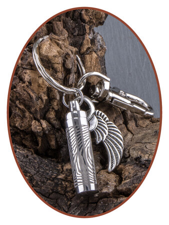 Stainless Steel 'Tube Fingerprint' Cremation Ash keychain - B389VSL