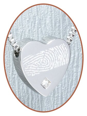 Stainless Steel 'Fingerprint' Heart Cremation Pendant - B304CZ-3