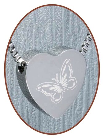 Stainless Steel 'Butterfly' Heart Cremation Pendant - B304E