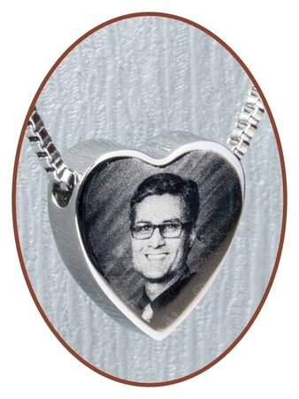 Stainless Steel 'Picture' Heart Cremation Pendant - B304F