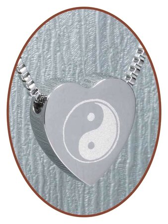 Stainless Steel 'Yin Yang' Heart Cremation Pendant - B304G