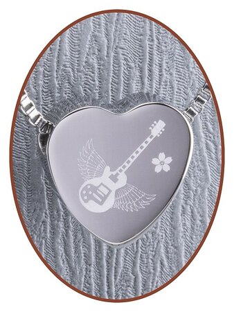 Stainless Steel 'Guitar' Heart Cremation Pendant - B304GUI