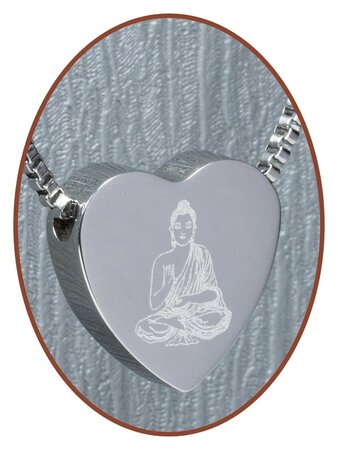 Stainless Steel 'Buddha' Heart Cremation Pendant - B304H