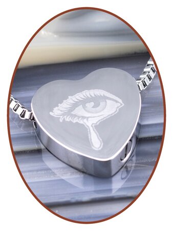 Stainless Steel 'Tear' Heart Cremation Pendant - B304K