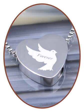 Stainless Steel 'Forever' Heart Cremation Pendant - B304M