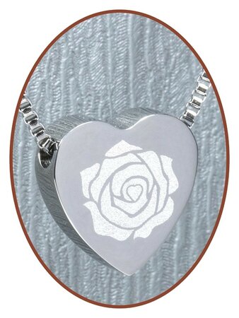 Stainless Steel 'Rose' Heart Cremation Pendant - B304O