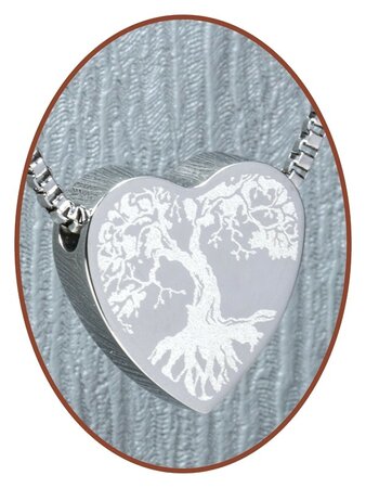 Stainless Steel 'Tree of Life' Heart Cremation Pendant - B304Q