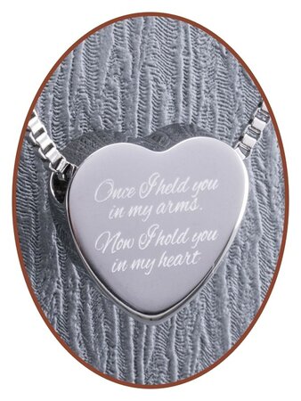 Stainless Steel 'Ones I Held You' Heart Cremation Pendant - B304T