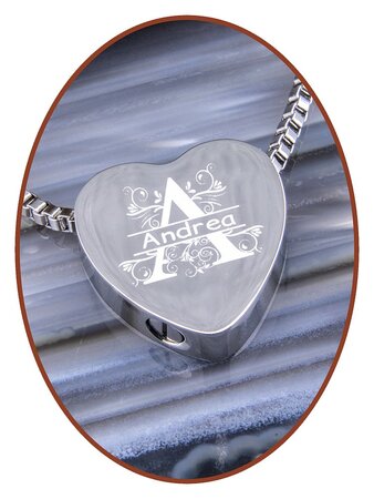 Stainless Steel Heart Name - Word Cremation Pendant - B304WRD