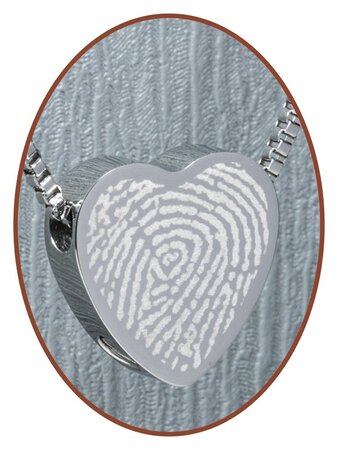 Stainless Steel 'Fingerprint' Heart Cremation Pendant - B304X