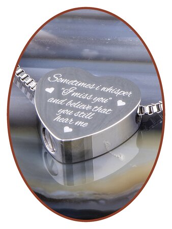 Stainless Steel 'Miss you' Cremation Pendant - B304X19