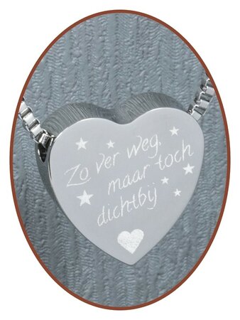 Stainless Steel 'So far away' Heart Cremation Ash Pendant - B304Z