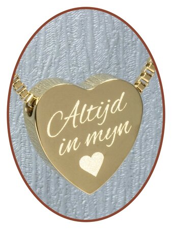 Stainless Steel 'Always in my heart' Heart Cremation Pendant Gold Plated - G304A