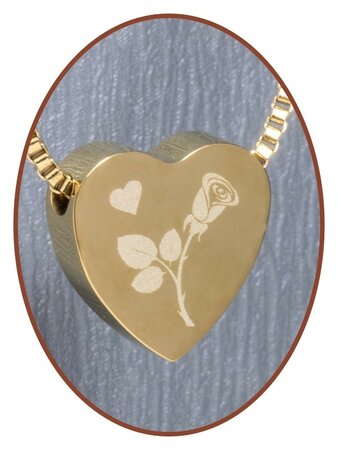 Stainless Steel 'Rose' Heart Cremation Pendant Gold Plated - G304C