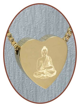 Stainless Steel 'Buddha' Heart Cremation Pendant Gold Plated - G304H