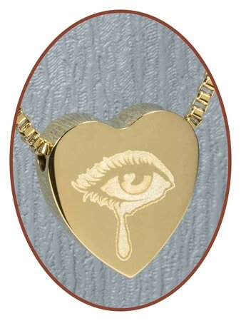 Stainless Steel 'Tear' Heart Cremation Pendant Gold Plated - G304K