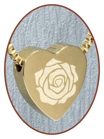 Stainless Steel 'Rose' Heart Cremation Pendant Gold Plated - G304O