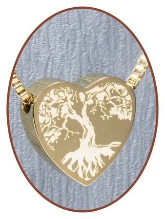 Stainless Steel 'Tree of Life' Heart Cremation Pendant Gold Plated - G304Q