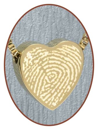 Stainless Steel 'Fingerprint' Heart Cremation Pendant Gold Plated - G304X