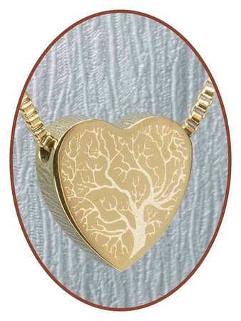 Stainless Steel 'Tree of Life' Heart Cremation Pendant Gold Plated - G304Y