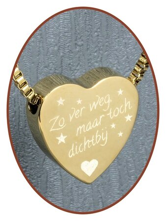 Stainless Steel 'So far away' Heart Cremation Pendant Gold Plated - G304Z