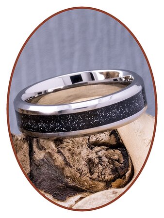 Cremation Ash Ring 'Rainbow Black' - 6 or 8mm wide - TI002B-4M2B