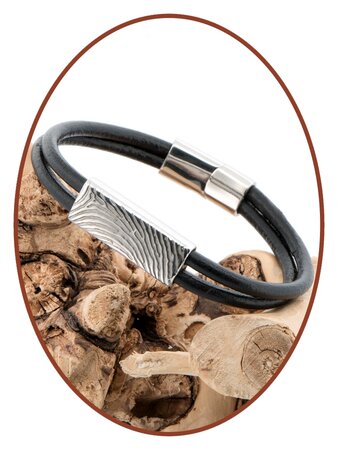 JB Memorials Stainless Steel Leather Fingerprint Ash Bracelet - ZAS014X