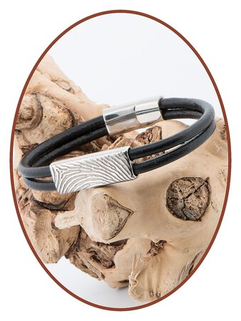 JB Memorials Stainless Steel Leather Fingerprint Ash Bracelet - ZAS014X