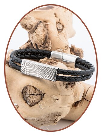 JB Memorials Stainless Steel Leather Fingerprint Ash Bracelet - ZAS014X