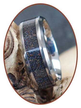 Cremation Ash Ring - 'Multi Color' - 6 or 8mm wide - TI003HP-4M2B