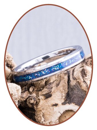 JB Memorials Tungsten Carbide Ladies Cremation Ring 'Blue Heaven' 4mm - RB143D