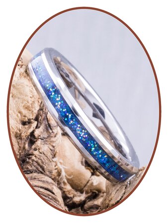 JB Memorials Tungsten Carbide Ladies Cremation Ring 'Blue Heaven' 4mm - RB143D