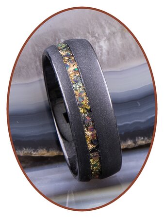 JB Memorials Tungsten Carbide Metallic Foil Opal Cremation Ring - RB048QA