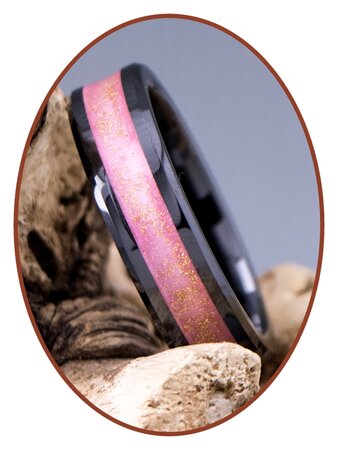 Cremation Ring - 'Pink Black' - 6 or 8mm width - JRB145B-4M2B