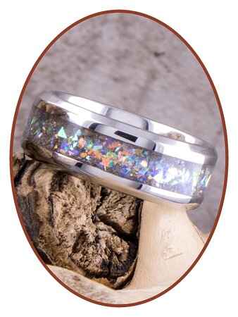 Multi Color Diamond Sparkle - Cremation Ash Ring - TI004-4M2B