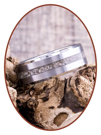 JB Memorials Tungsten Carbide Special Mens Cremation Ash Ring with Satin Finished Front - RB048HT