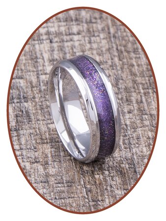 JB Memorials Stainless Steel Unisex Cremation Ash Ring 'Bright Violet'- CRA010