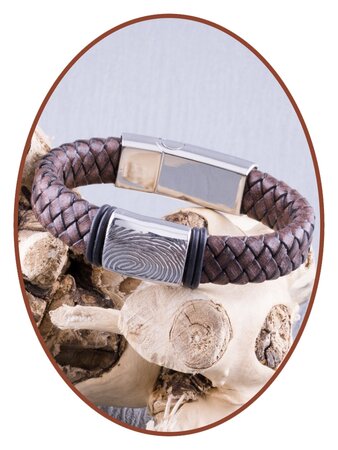 JB Memorials Stainless Steel Leather Fingerprint Ash Bracelet - ASB050