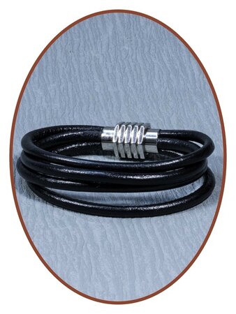 Stainless Steel / Leather Mens Cremation Ash Bracelet  - ZMA182